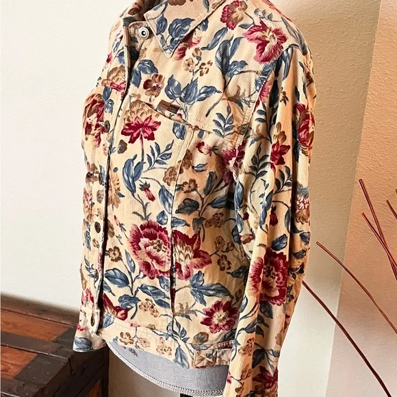 Vintage Lizwear Jeans Floral Corduroy Jacket by Liz Claiborne - Picture 3 of 15